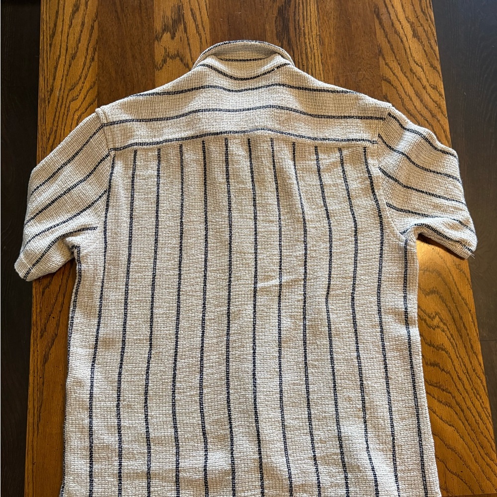 Zara Cream and Black Striped Casual Button Down Shirt - Picture 4 of 4